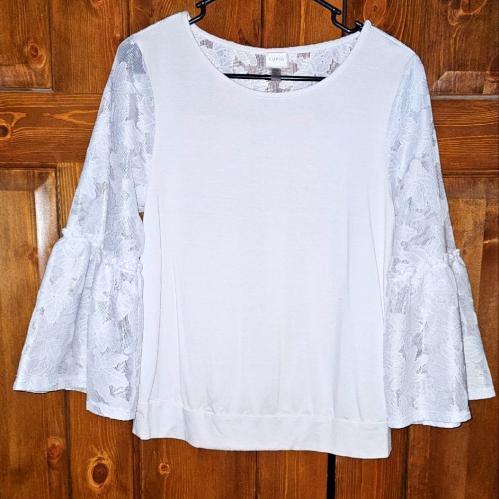 White Lace Sleeve Top